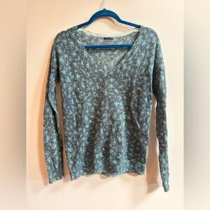 IKKS Women Long Sleeve V-Neck Multicolor Mohair Blend Pullover Sweater Top